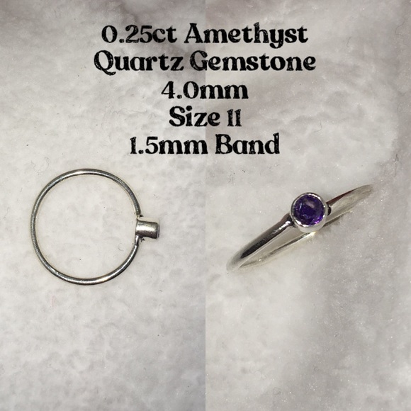Tiny Bezel Set Amethyst Handmade Minimalist Ring - Picture 3 of 7